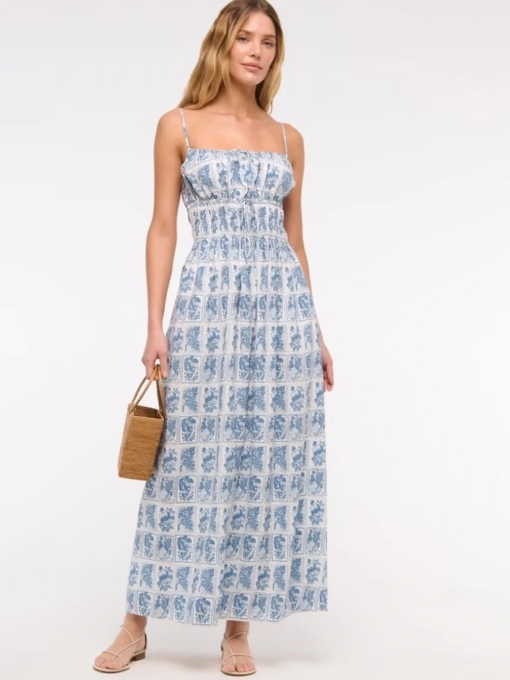 Abercrombie & Fitch NWT smocked tie front maxi dress